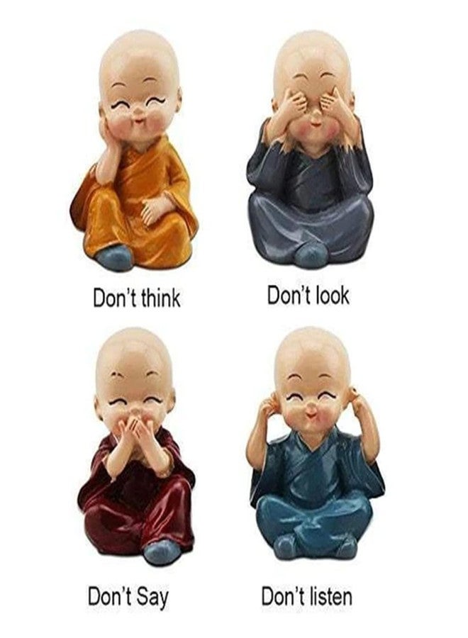 LIVELLO Miniature Buddha Monk Figurines | Set of 4 Multicolour Polyresin Statues | Handcrafted Traditional Showpieces for Home, Office, Temple, Meditation Room and Gifting | Spiritual Decorative Items - Image 5